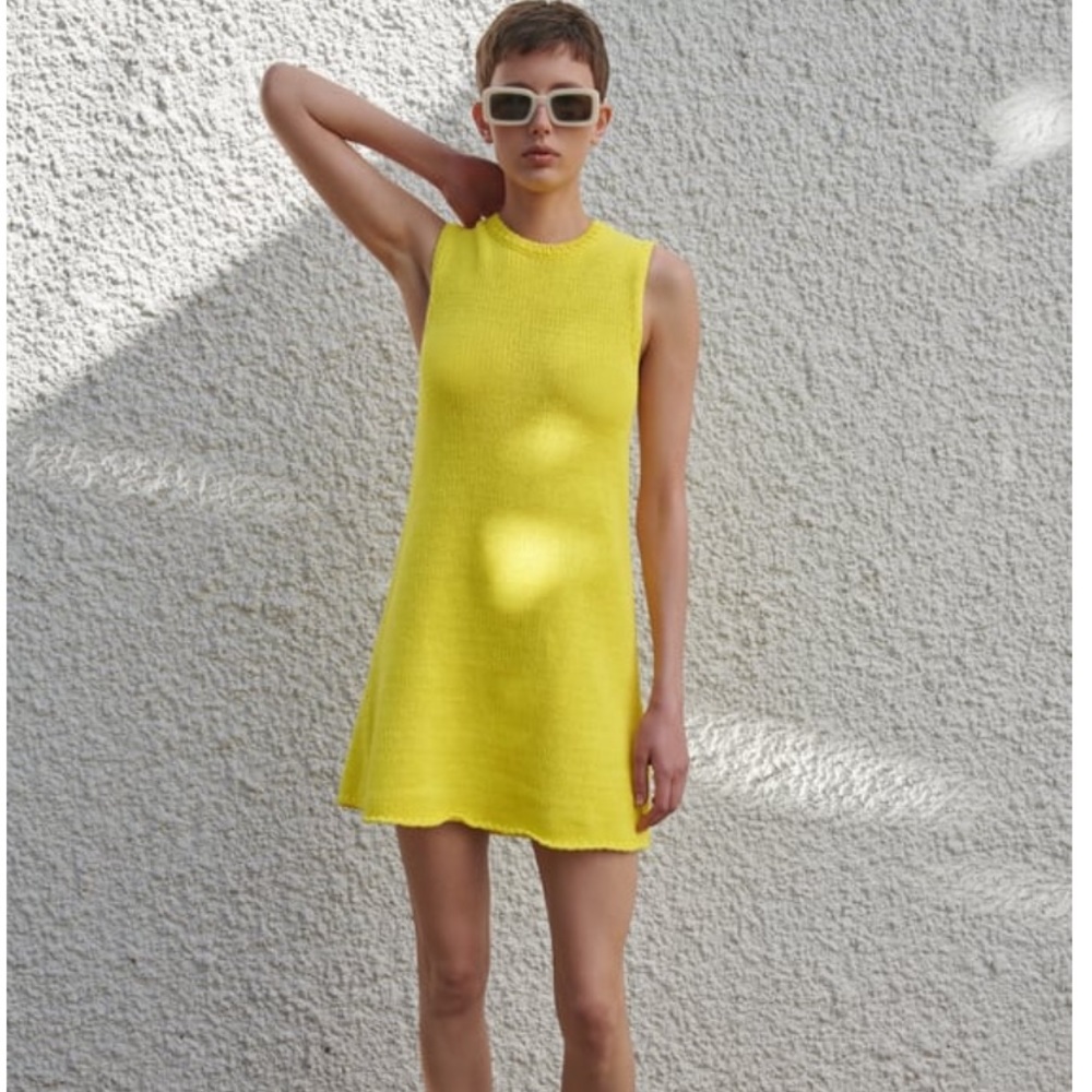 Zara Yellow Knit Mini Dress